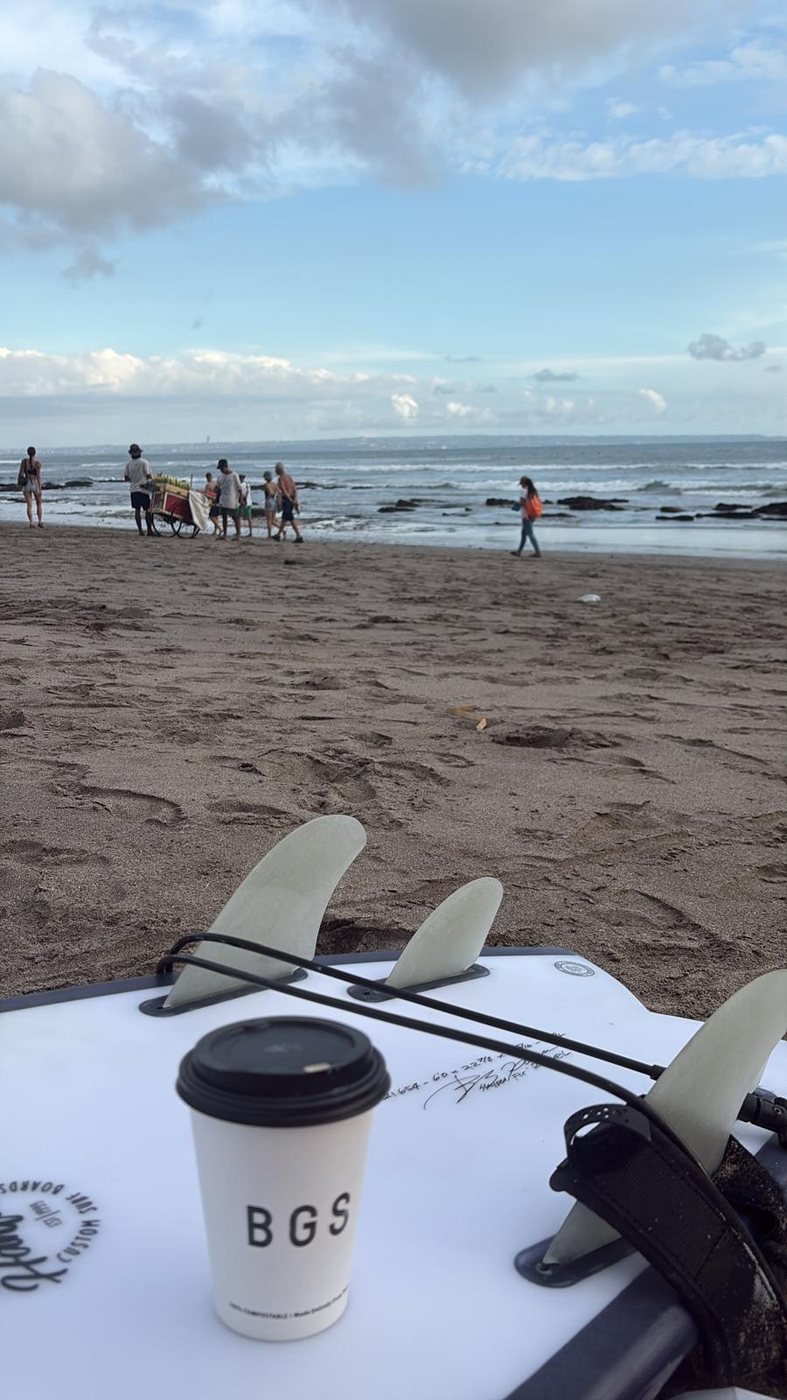 A Bali Boards surfboard out in Bali